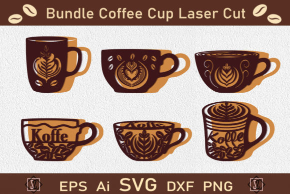 Bundle Coffee Cup Laser Cut SVG