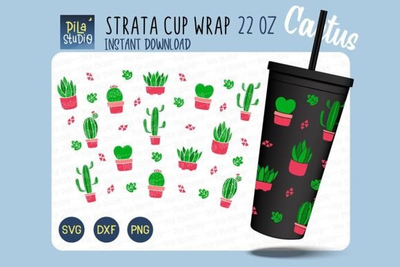 Cactus Strata 22 Oz Cricut SVG Png