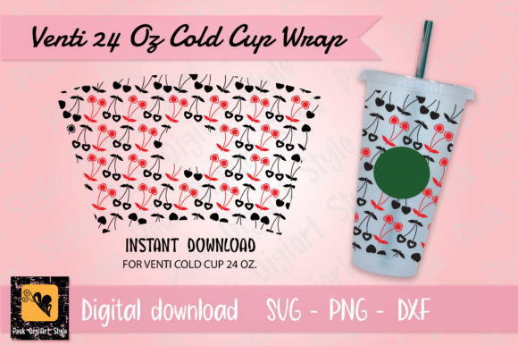 Cherry Heart Venti 24 Oz Cold Cup Wrap