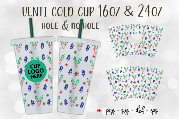 Christmas Cold Cup 24oz Wrap SVG Design