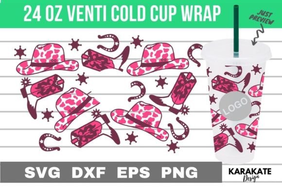 Cowgirl, 24 Oz Venti Cup Hole Wrap SVG