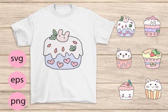 Cute Cup Cake Bundle, SVG, EPS, PNG