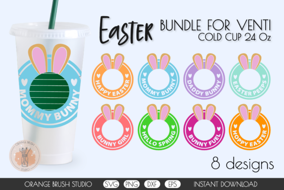 Easter Bunny Decals Border Venti Cup