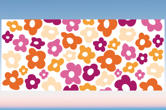Groovy Flowers Libbey Can Glass Wrap SVG
