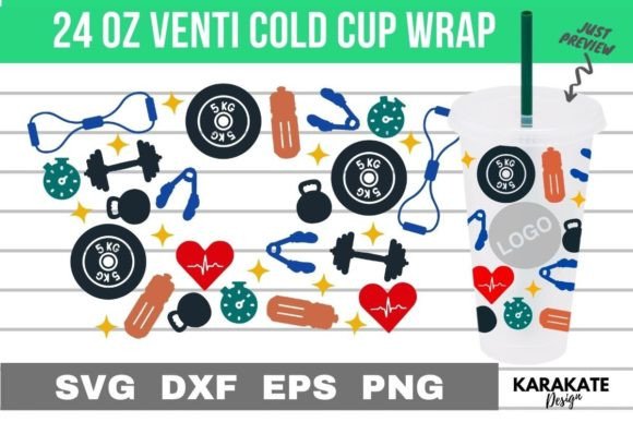 Gym Life Venti Cup Hole Wrap SVG