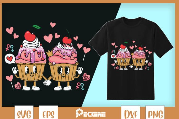 Ice Cream Cup Couple Valentine SVG