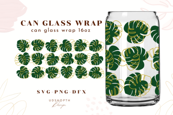 Monstera Leaves Libbey Glass Can Wrap