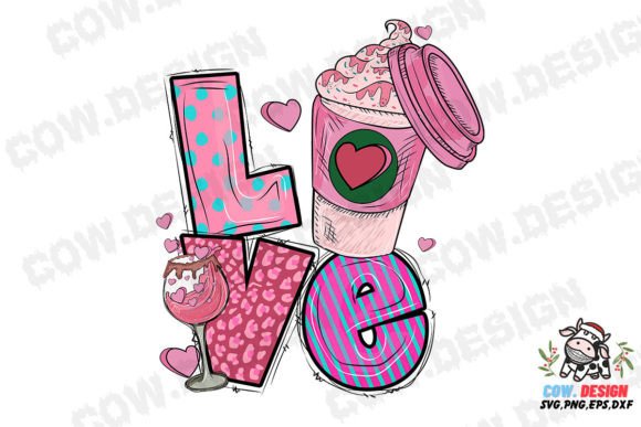 Pink Love Coffee Cup Valentine’s SVG