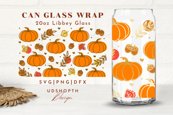 Pumpkins Beer Can Glass Wrap SVG for Cup