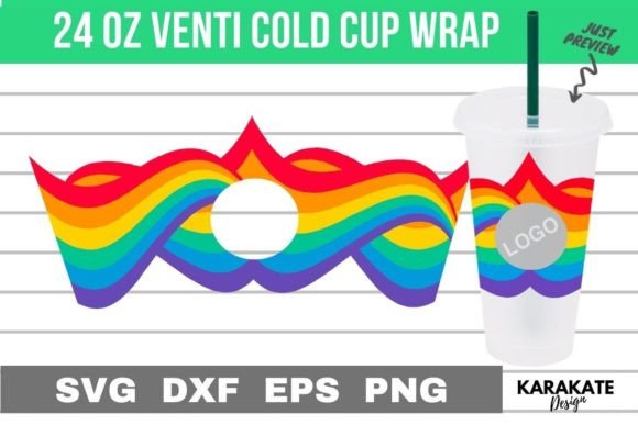 Rainbows, 24 Oz Venti Cup Hole Wrap SVG