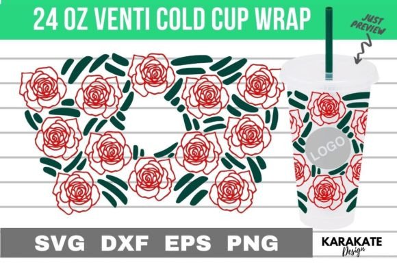 Rose Line Venti Cup Hole Wrap SVG
