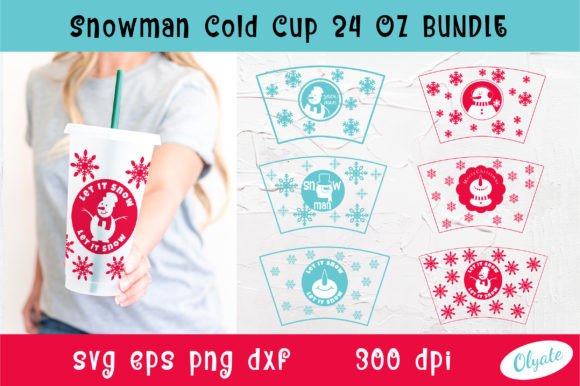 Snowman Cold Cup 24 OZ SVG. Snowman Cold