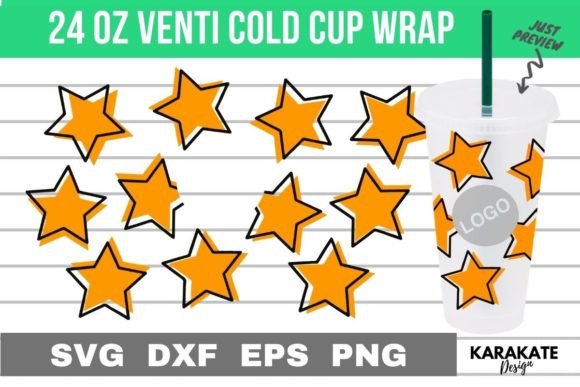 Star Line, 24 Oz Venti Cup Hole Wrap SVG