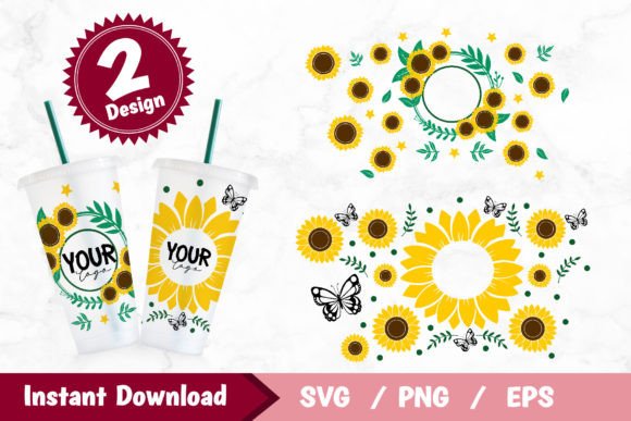 Sunflower Full Wrap Venti Cold Cup 24 Oz