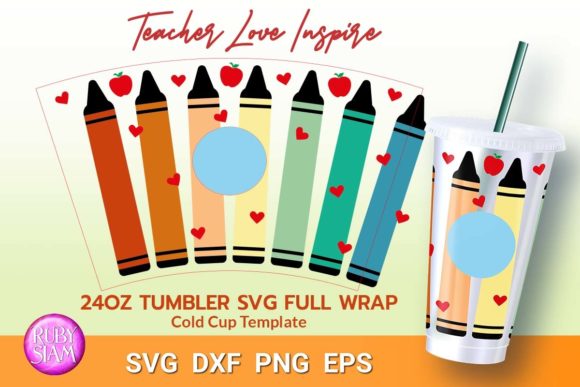 Teacher Love Inspire 24oz Cold Cup Wrap
