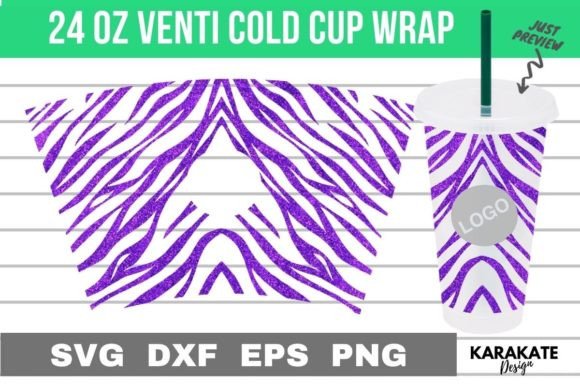 Tiger Print Venti Cup Hole Wrap SVG