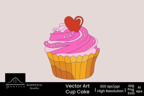 Valentine Cup Cake: A Sweet, Stitch-Ready Illustration