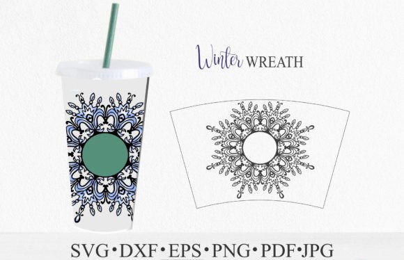 Winter Snowflake Mandala SVG Wrap Cup